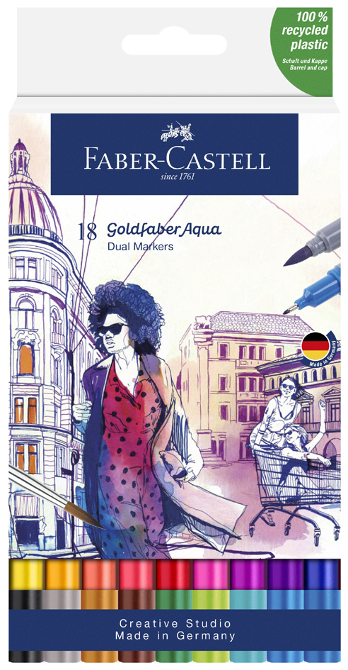 FABER-CASTELL Aquarellmarker GOLDFABER, 18er Etui von Faber-Castell