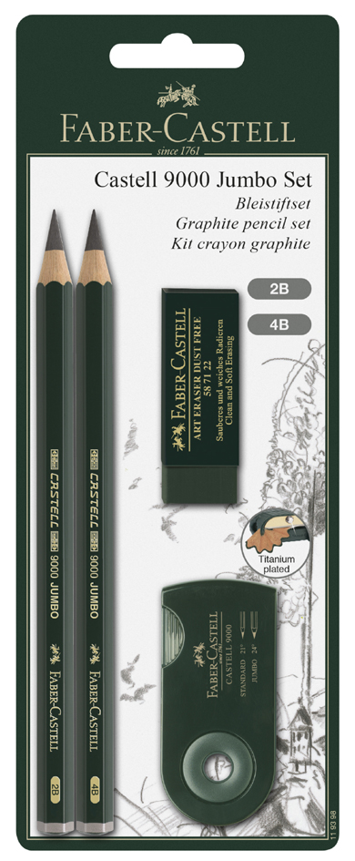 FABER-CASTELL Bleistift CASTELL 9000 Jumbo, Zeichenset von Faber-Castell