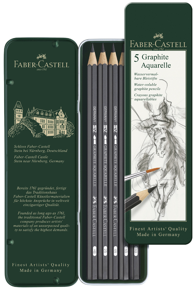 FABER-CASTELL Bleistift GRAPHITE AQUARELLE, 5er Etui von Faber-Castell