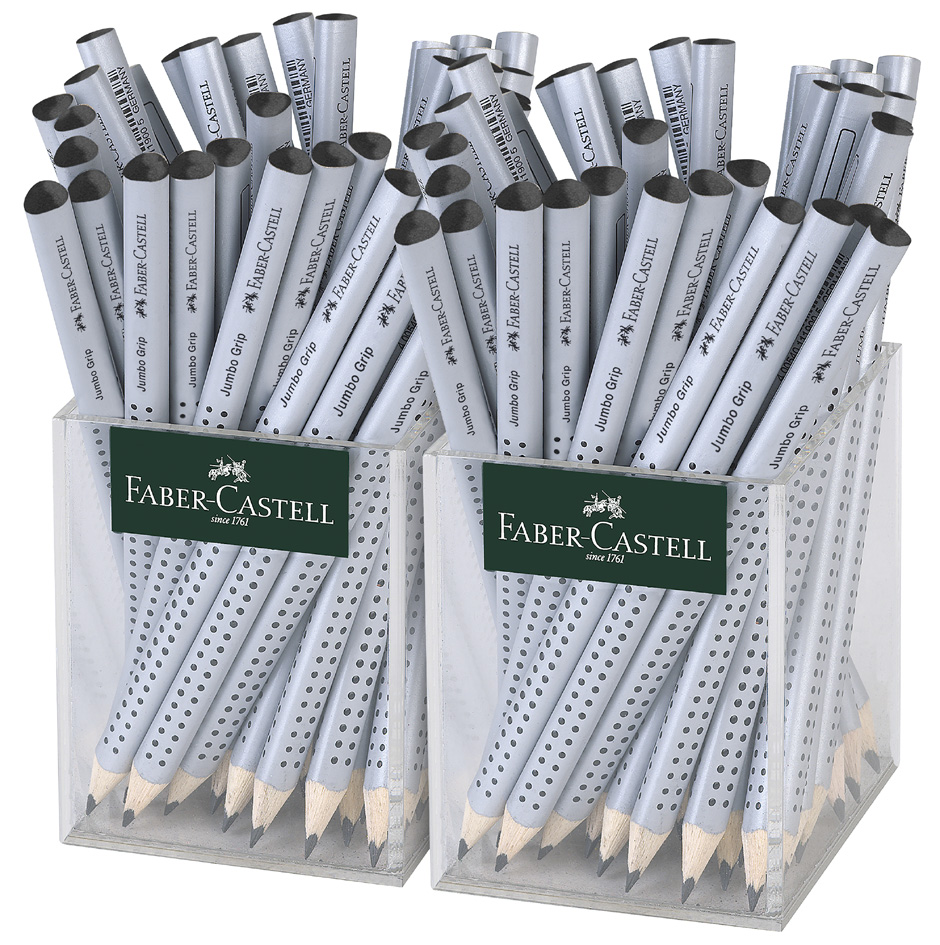 FABER-CASTELL Bleistift Jumbo GRIP silber, im Köcher von Faber-Castell