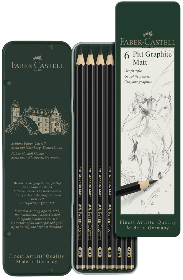 FABER-CASTELL Bleistift PITT GRAPHITE Matt, 6er Etui von Faber-Castell