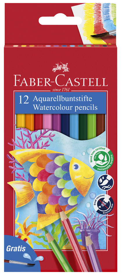FABER-CASTELL Buntstifte KINDER-AQUARELL, 12er Kartonetui von Faber-Castell