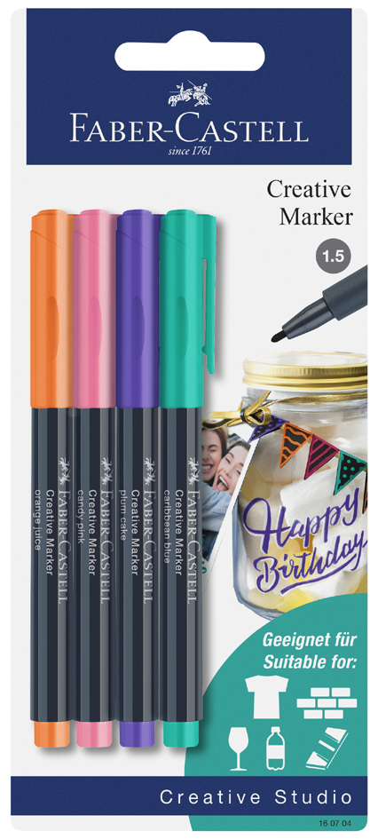 FABER-CASTELL Creative Marker, 4er Blister von Faber-Castell