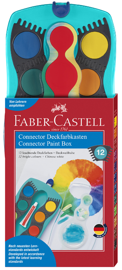 FABER-CASTELL Deckfarbkasten CONNECTOR, 12 Farben, türkis von Faber-Castell