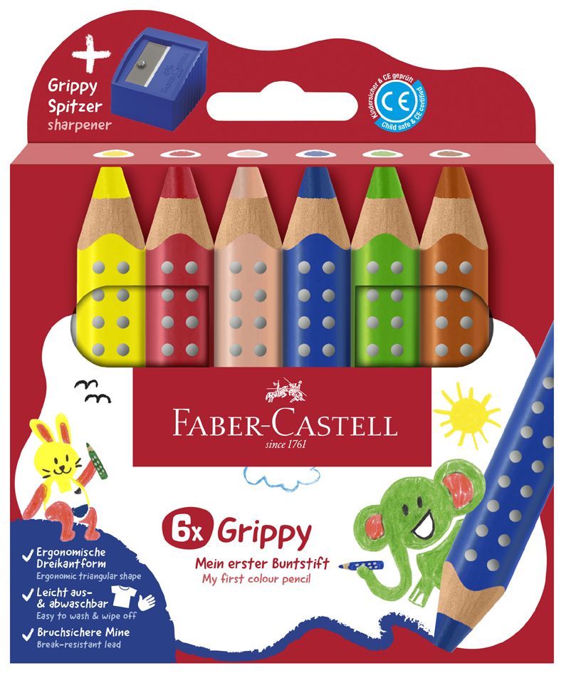 FABER-CASTELL Dreikant-Buntstift Grippy, 6er Kartonetui von Faber-Castell