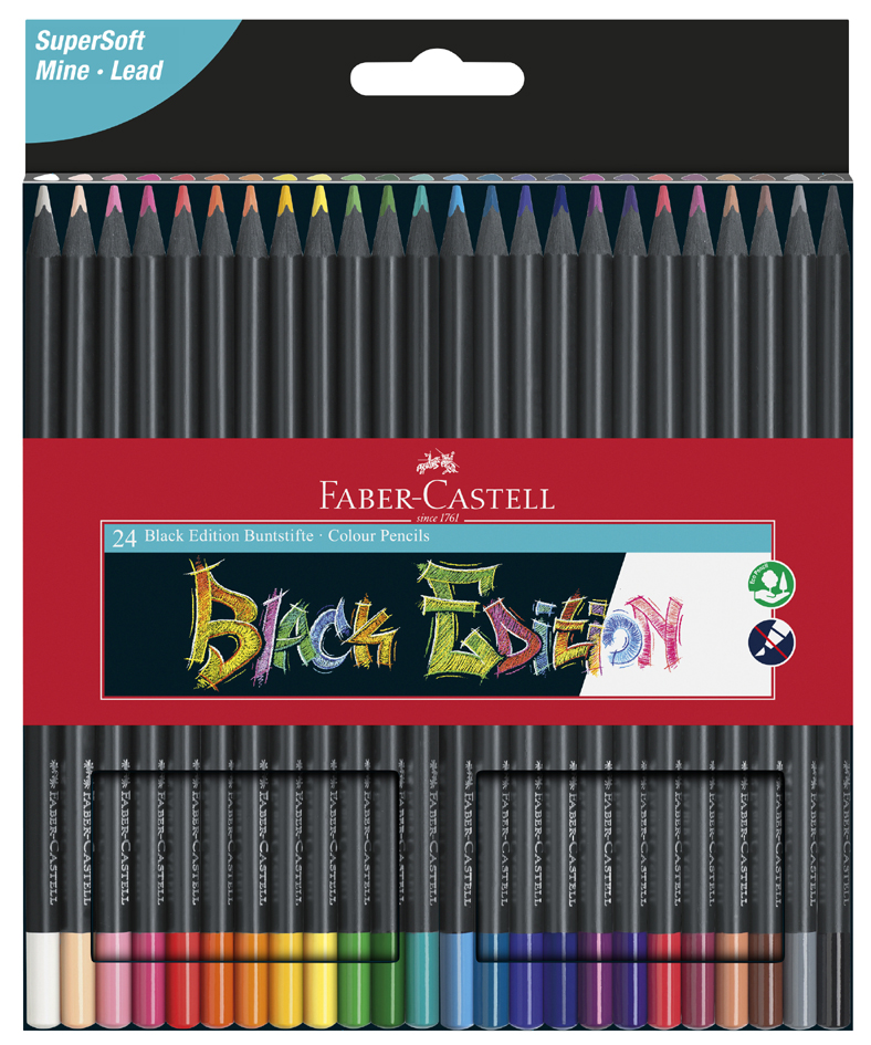 FABER-CASTELL Dreikant-Buntstifte Black Edition, 24er Etui von Faber-Castell