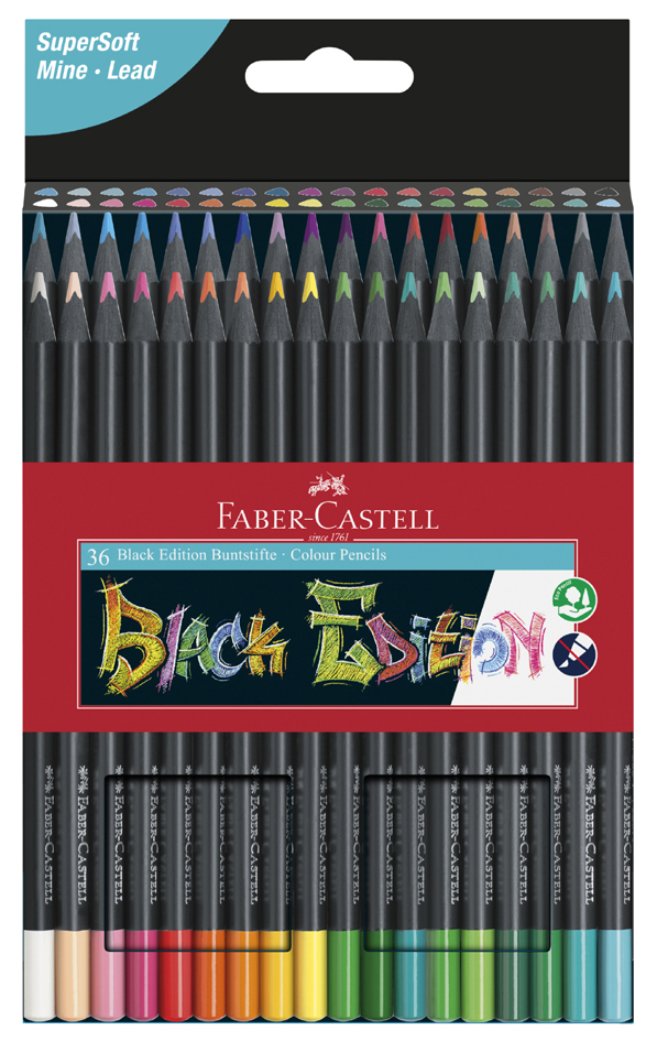 FABER-CASTELL Dreikant-Buntstifte Black Edition, 36er Etui von Faber-Castell