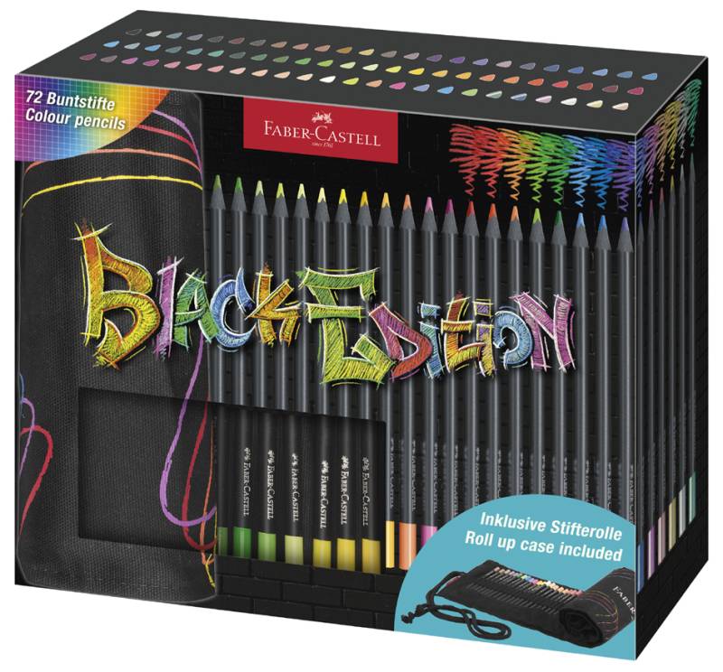 FABER-CASTELL Dreikant-Buntstifte Black Edition, Stifterolle von Faber-Castell