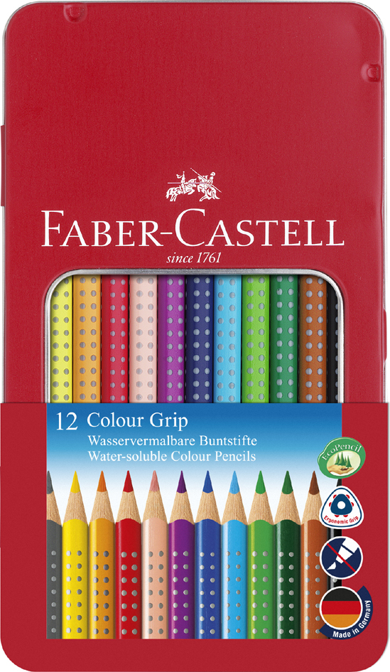 FABER-CASTELL Dreikant-Buntstifte Colour GRIP, 12er Etui von Faber-Castell