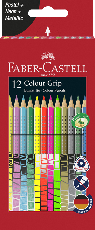 FABER-CASTELL Dreikant-Buntstifte Colour GRIP, 12er Etui von Faber-Castell