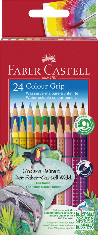 FABER-CASTELL Dreikant-Buntstifte Colour GRIP, 24er Etui von Faber-Castell