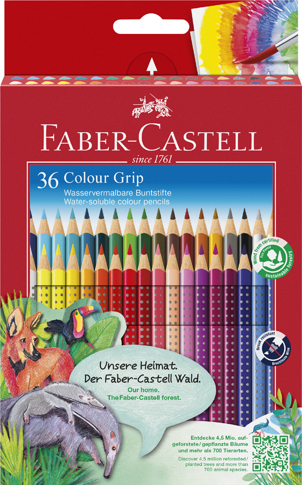 FABER-CASTELL Dreikant-Buntstifte Colour GRIP, 36er Etui von Faber-Castell