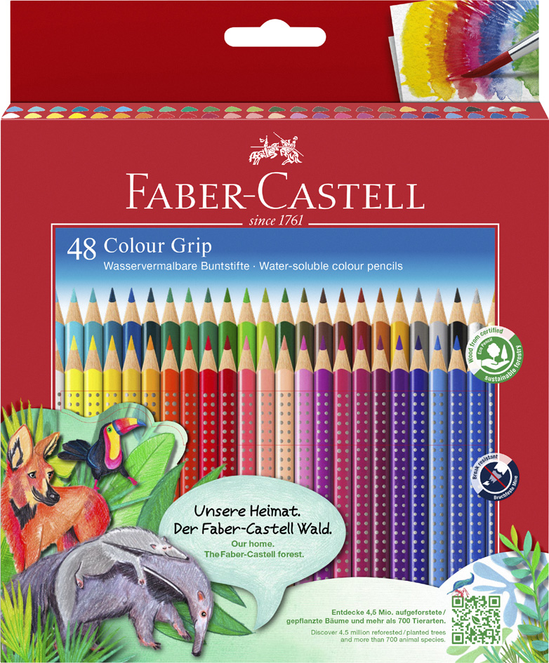 FABER-CASTELL Dreikant-Buntstifte Colour GRIP, 48er Etui von Faber-Castell