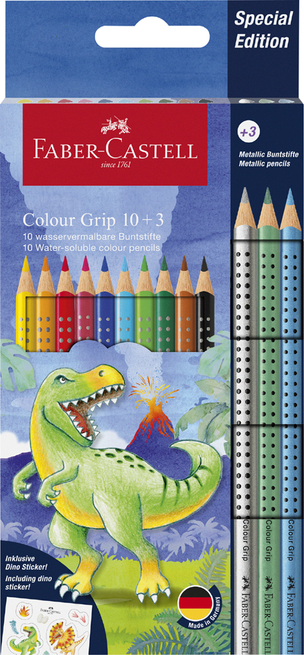 FABER-CASTELL Dreikant-Buntstifte Colour GRIP Dino, 10+3 von Faber-Castell