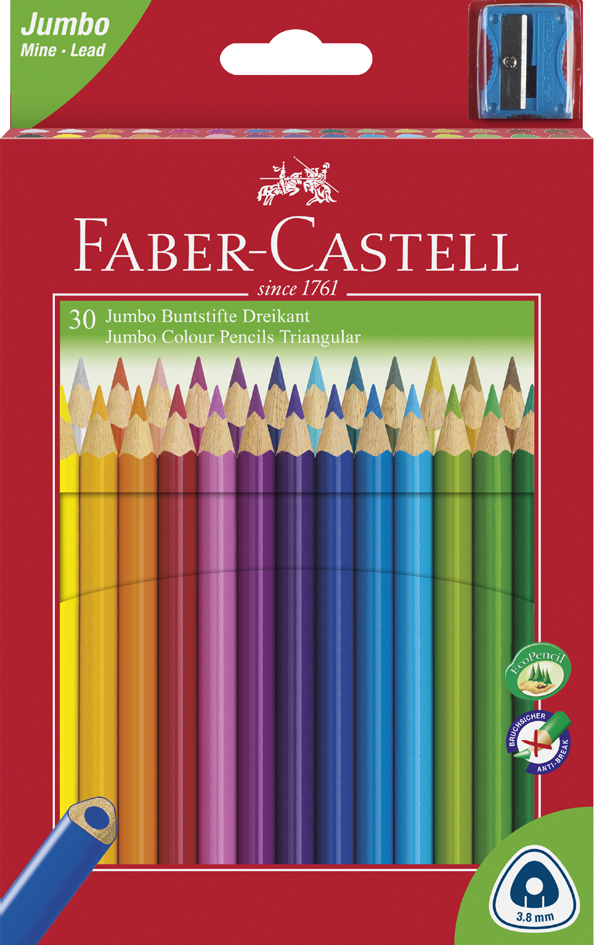 FABER-CASTELL Dreikant-Buntstifte Jumbo, 30er Etui von Faber-Castell