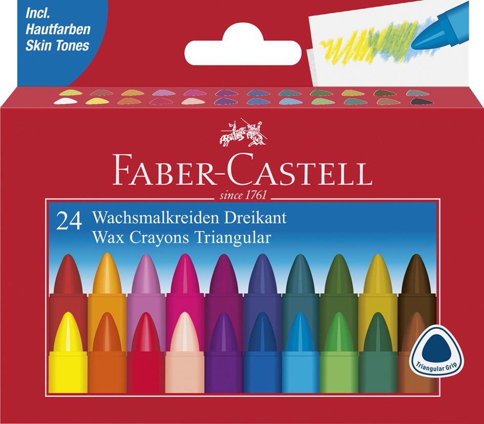 FABER-CASTELL Dreikant-Wachsmalkreide, 24er Kartonetui von Faber-Castell