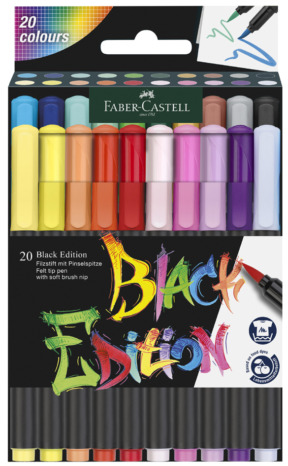 FABER-CASTELL Fasermaler Black Edition, 20er Etui von Faber-Castell
