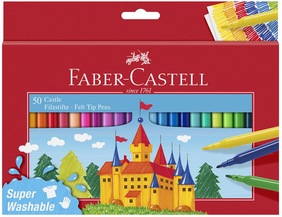 FABER-CASTELL Fasermaler CASTLE, 50er Kartonetui von Faber-Castell