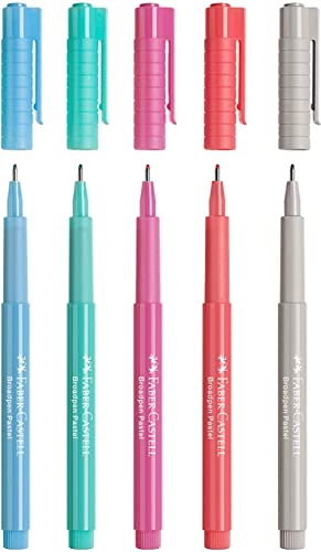 FABER-CASTELL Fineliner BROADPEN 1554, Strich: 0,8 mm (1 Stück (5er Pack) Pastell Set) von Faber-Castell