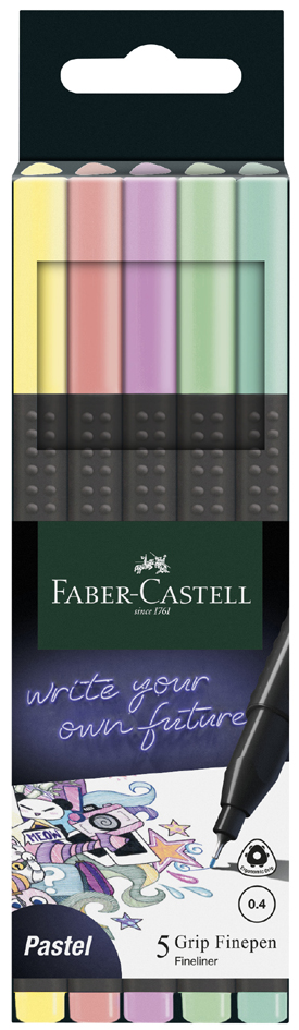 FABER-CASTELL Fineliner GRIP FINEPEN Pastell, 5er Etui von Faber-Castell