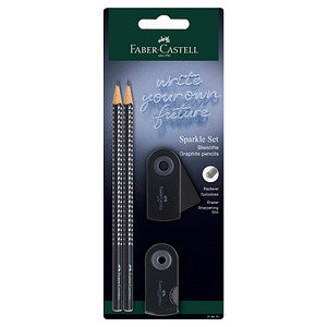 FABER-CASTELL Grip Sparkle Bleistift-Set B schwarz, 1 Set von Faber-Castell