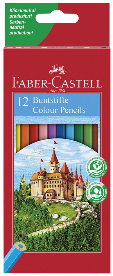 FABER-CASTELL Hexagonal-Buntstifte CASTLE, 12er Kartonetui von Faber-Castell