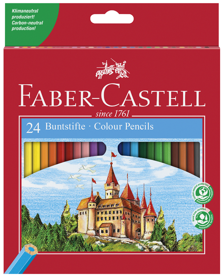 FABER-CASTELL Hexagonal-Buntstifte CASTLE, 24er Kartonetui von Faber-Castell