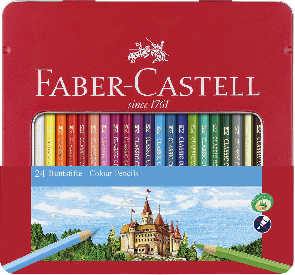 FABER-CASTELL Hexagonal-Buntstifte CASTLE, 24er Metalletui von Faber-Castell
