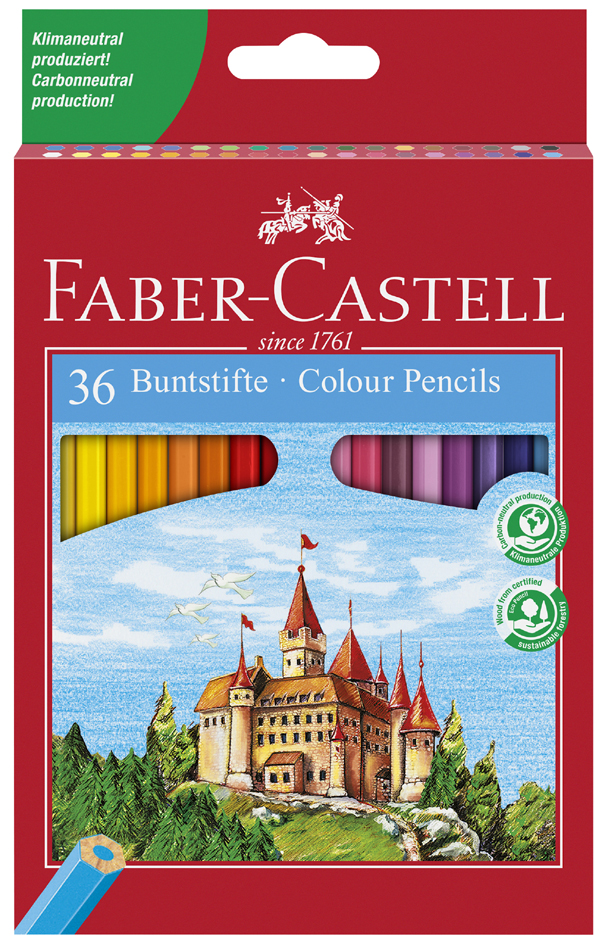 FABER-CASTELL Hexagonal-Buntstifte CASTLE, 36er Kartonetui von Faber-Castell