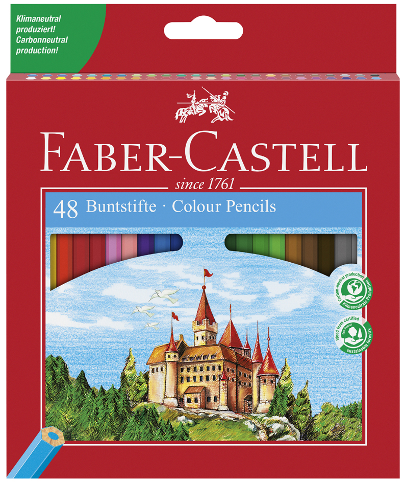 FABER-CASTELL Hexagonal-Buntstifte CASTLE, 48er Kartonetui von Faber-Castell