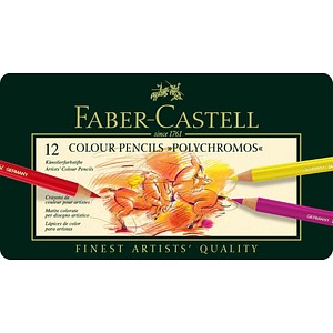 FABER-CASTELL Künstlerfarbstifte Polychromos Buntstifte farbsortiert, 12 St. von Faber-Castell