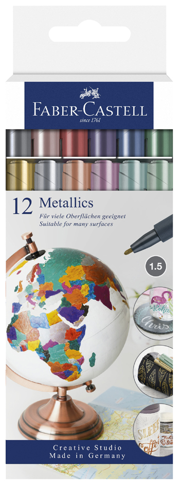 FABER-CASTELL Metallics Marker, 12er Kartonetui von Faber-Castell