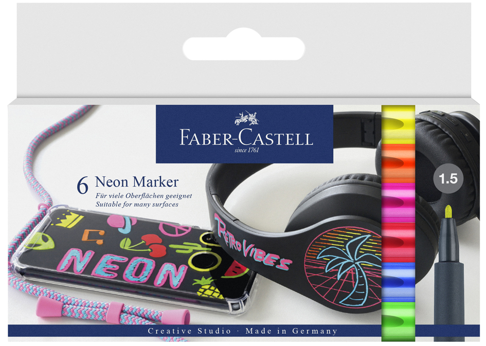 FABER-CASTELL Neon Marker, 6er Kartonetui von Faber-Castell