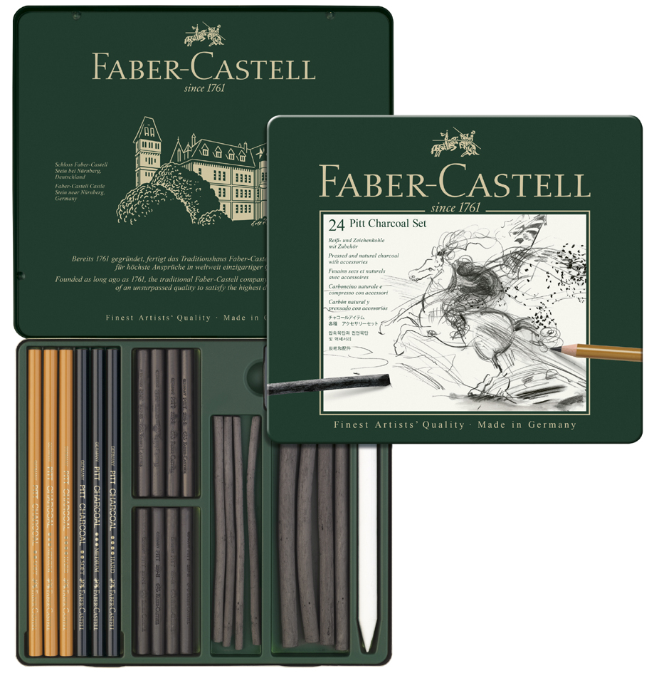 FABER-CASTELL PITT CHARCOAL Set, 24-teiliges Etui von Faber-Castell