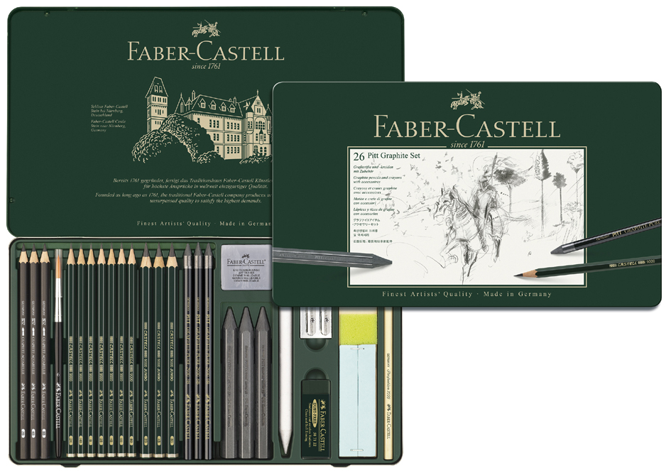 FABER-CASTELL PITT GRAPHITE Set groß, 26-teiliges Etui von Faber-Castell