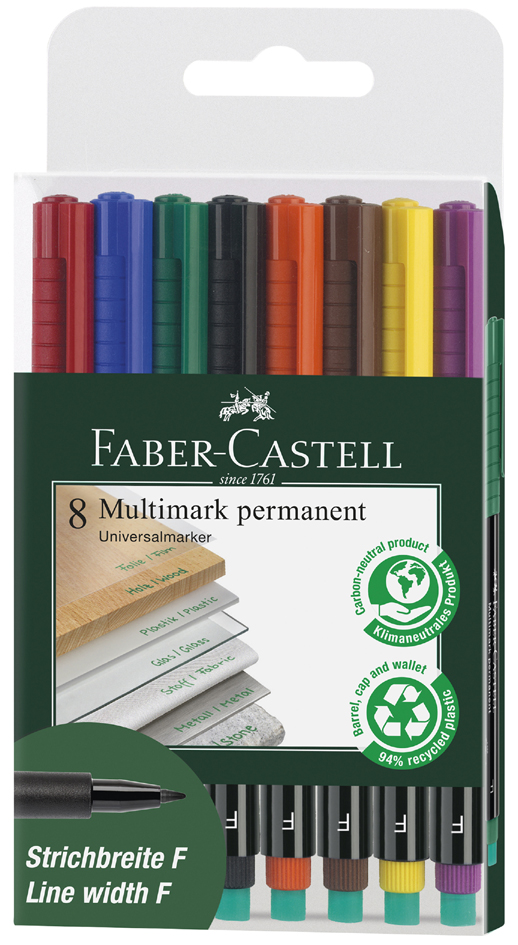 FABER-CASTELL Permanent-Marker MULTIMARK F, 8er Etui von Faber-Castell
