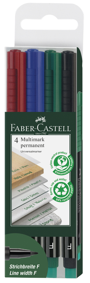 FABER-CASTELL Permanent-Marker MULTIMARK S, 4er Etui von Faber-Castell