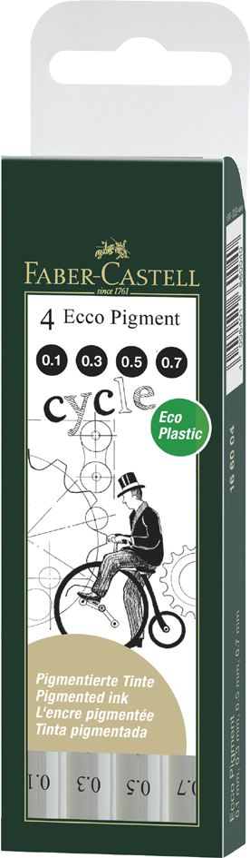 FABER-CASTELL Pigmentliner ECCO PIGMENT, schwarz, 4er Etui von Faber-Castell