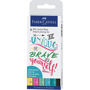 FABER-CASTELL Pitt Artist Pens 267116 Handlettering-Set farbsortiert, 6 St. von Faber-Castell