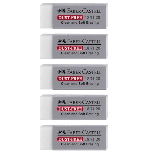 FABER-CASTELL Radiergummi, Kunststoff, ohne PVC, 62 x 22 x 13 mm, Grau, 5 Stück von Faber-Castell