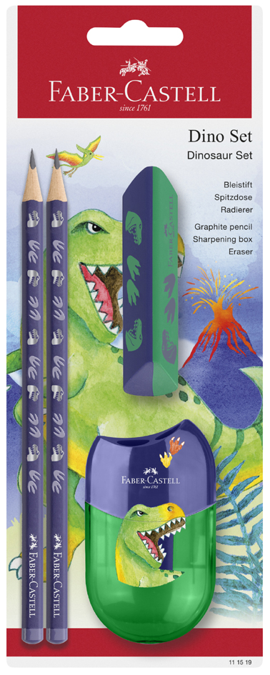 FABER-CASTELL Schreibset Dino, blau, 4-teilig von Faber-Castell