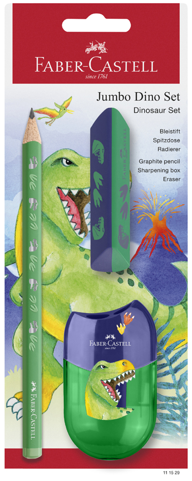 FABER-CASTELL Schreibset Dino Jumbo, grün, 3-teilig von Faber-Castell