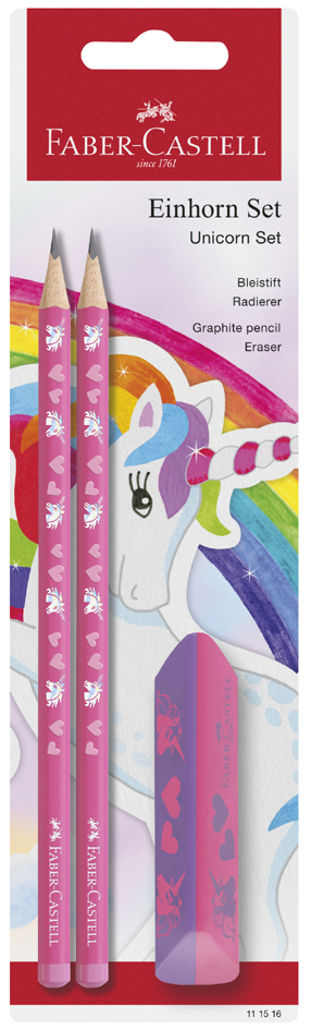 FABER-CASTELL Schreibset Einhorn, pink, 3-teilig von Faber-Castell