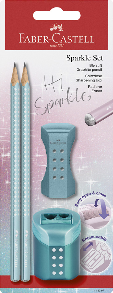 FABER-CASTELL Schreibset GRIP SPARKLE, mintgrün von Faber-Castell