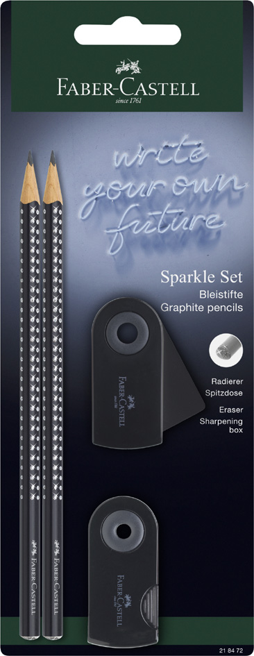 FABER-CASTELL Schreibset GRIP SPARKLE, schwarz von Faber-Castell