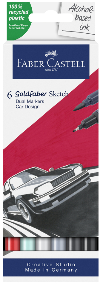 FABER-CASTELL Sketch Marker GOLDFABER, 6er Etui Car Design von Faber-Castell