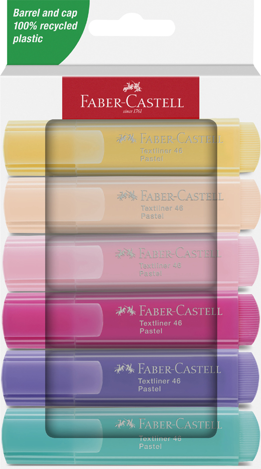 FABER-CASTELL Textmarker TEXTLINER 46 PASTELL, 6er Etui von Faber-Castell