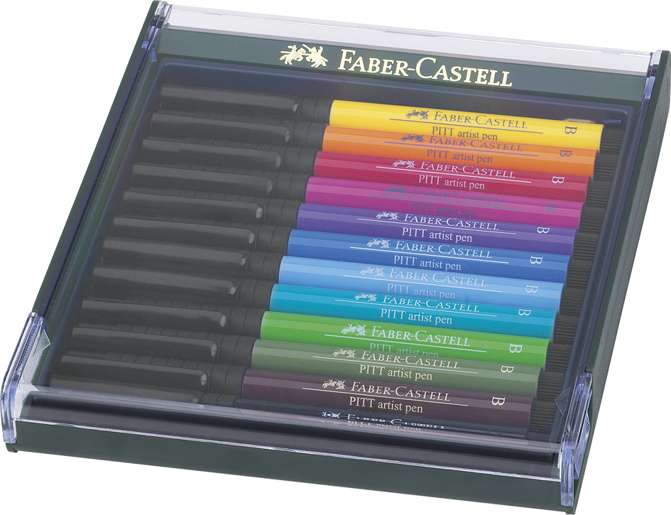 FABER-CASTELL Tuschestift PITT artist pen, 12er Etui Basic von Faber-Castell