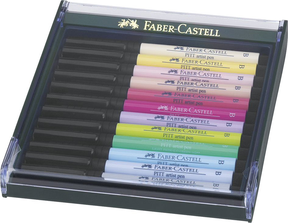 FABER-CASTELL Tuschestift PITT artist pen, 12er Etui Pastell von Faber-Castell