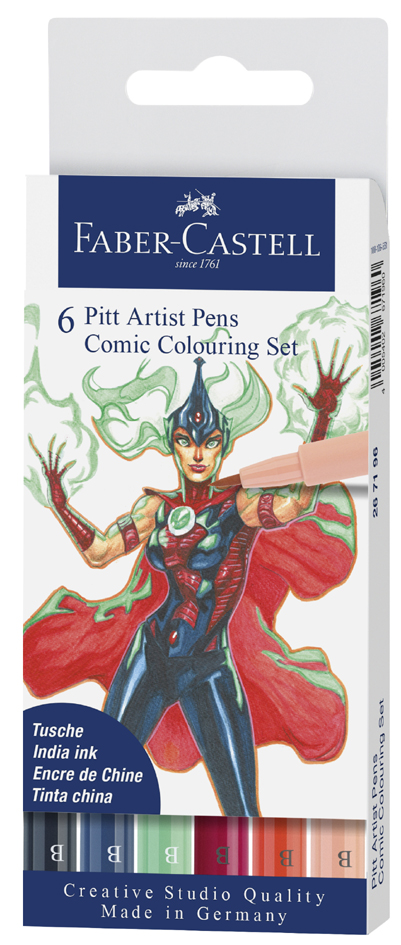 FABER-CASTELL Tuschestift PITT artist pen, 6er Etui Comic von Faber-Castell